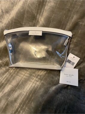 kate spade clear cosmetic bag with white trim